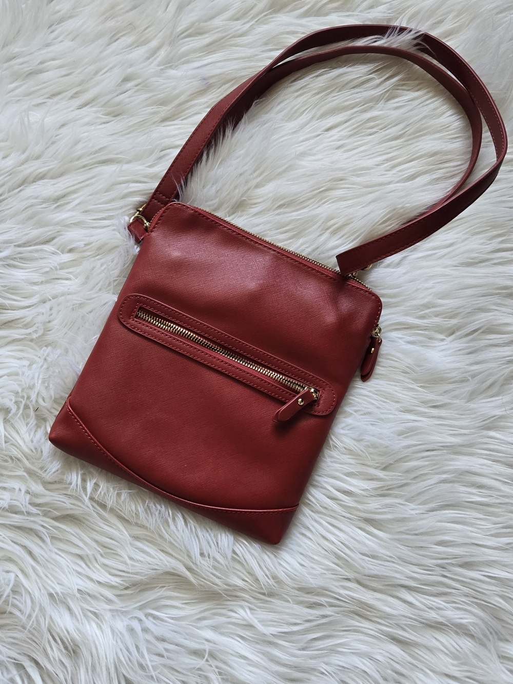 Red Leather Crossbody Bag With LED Light